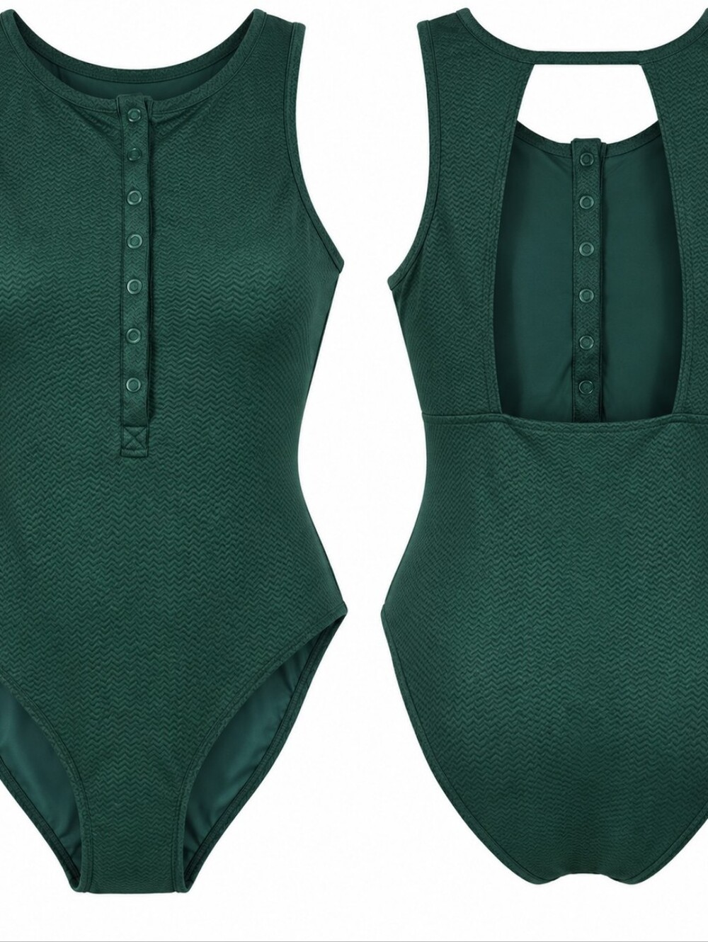 NWT Andie x Target Green Textured Chevron Henley One Piece Swimsuit S Cruise